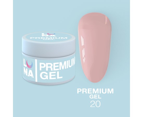 Изображение  Гель для наращивания ногтей LUNAMoon Premium Gel №20, 15 мл, Объем (мл, г): 15, Цвет №: 20, Цвет: Розовый
