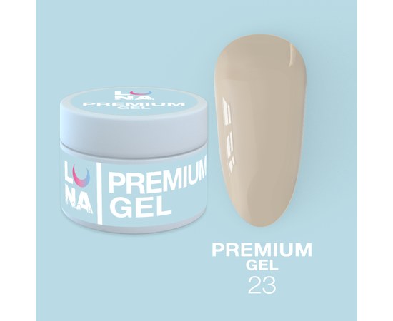 Изображение  Гель для наращивания ногтей LUNAMoon Premium Gel №23, 15 мл, Объем (мл, г): 15, Цвет №: 23, Цвет: Бежевый