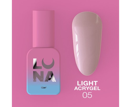 Зображення  Рідкий гель моделюючий для нігтів LUNAMoon Light Acrygel №5, 13 мл, Об'єм (мл, г): 13, Колір: 05, Колір: Рожевий