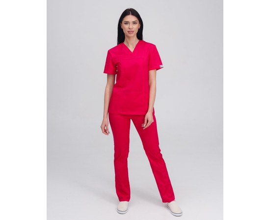 Изображение  Medical women's suit Topaz raspberry s. 44, "WHITE COAT" 137-331-705, Size: 44, Color: crimson