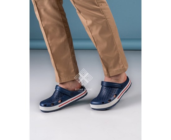 Изображение  Medical shoes unisex Coqui Lindo dark blue/white (red stripe) s. 44, "WHITE COAT" 394-467-864, Size: 44, Color: dark blue/red stripe