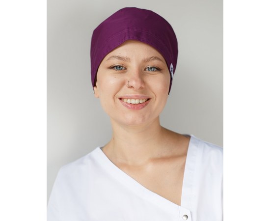 Зображення  Медична шапочка фіолетова, "БІЛИЙ ХАЛАТ" 169-335-667, Колір: фіолетовий