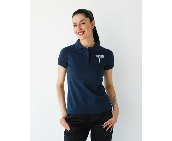 Изображение  Medical women's polo sapphire with Caduceus embroidery s. 2XL, "WHITE COAT" 147-360-836, Size: 2XL, Color: sapphire