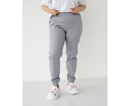Изображение  Медицинские брюки женские джоггеры серые +SIZE р. 56, "БЕЛЫЙ ХАЛАТ" 484-328-758, Размер: 56, Цвет: серый