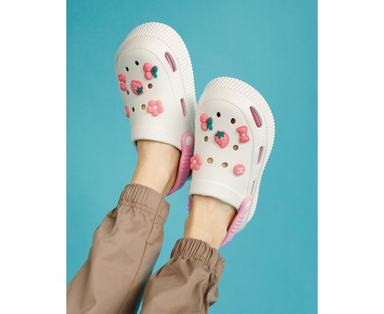 Изображение  Medical women's crocs on the platform Eva white and pink s. 36, "WHITE COAT" 493-363-929, Size: 36, Color: white-pink