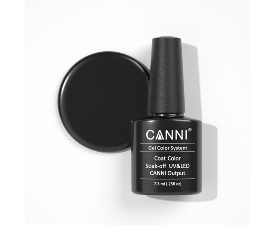 Изображение  Gel polish CANNI 161 black, 7.3 ml, Volume (ml, g): 44992, Color No.: 161