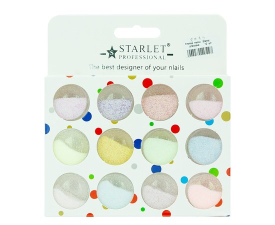 Изображение  Глиттер - песок для декора ногтей Starlet Professional, 12 цветов
