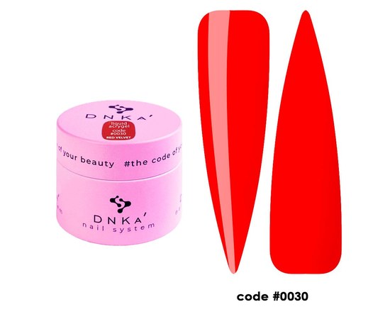 Зображення  Гель для нігтів DNKa Liquid Acrygel №0030 Red Velvet, 15 мл, Об'єм (мл, г): 15, Цвет №: 0030