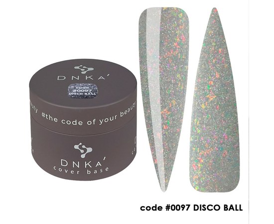 Зображення  Камуфлююча база для гель-лаку DNKa Cover Base №0097 Disco Ball, 30 мл, Об'єм (мл, г): 30, Цвет №: 0097