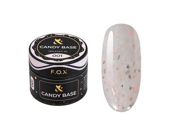 Изображение  База для гель-лака с поталью F.O.X Base Candy №001, 10 мл, Объем (мл, г): 10, Цвет №: 001