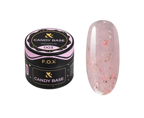 Изображение  Base for gel polish with gold leaf F.O.X Base Candy No. 003, 10 ml, Volume (ml, g): 10, Color No.: 3
