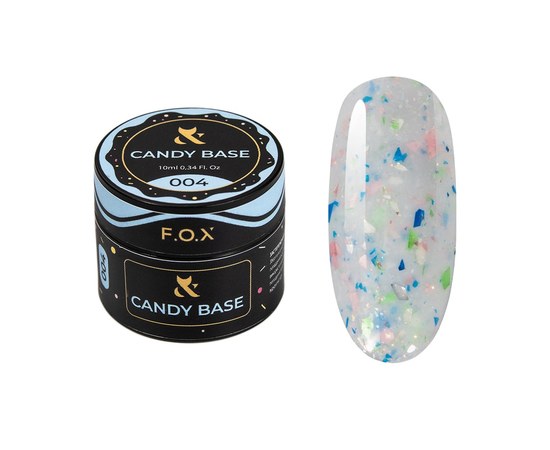 Изображение  База для гель-лака с поталью F.O.X Base Candy №004, 10 мл, Объем (мл, г): 10, Цвет №: 004