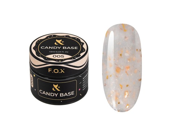 Изображение  Base for gel polish with gold leaf F.O.X Base Candy No. 005, 10 ml, Volume (ml, g): 10, Color No.: 5
