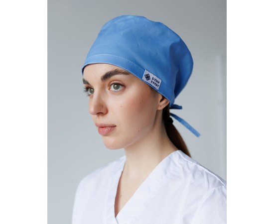 Изображение  Медицинская классическая шапочка на завязках голубая, "БЕЛЫЙ ХАЛАТ" 483-508-704, Цвет: голубой