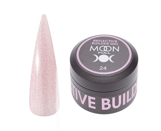 Изображение  Gel for nail extension Moon Full Reflective Builder Gel No. 24 with reflective shimmer, 30 ml, Volume (ml, g): 30, Color No.: 24