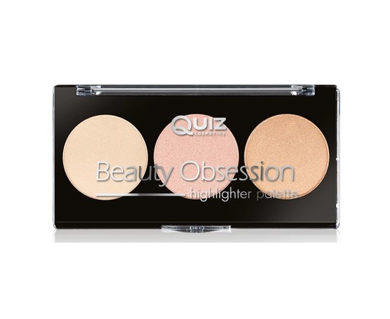 Изображение  Палетка хайлайтеров для лица Quiz Cosmetics Beauty Obsession Highlighter Palette 01, 10 г