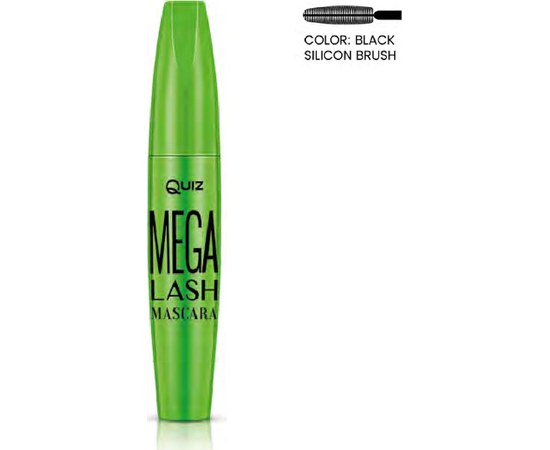 Зображення  Туш для вій Quiz Cosmetics Mega Lash Mascara "Мега вії" подовжуюча чорна, 9 мл