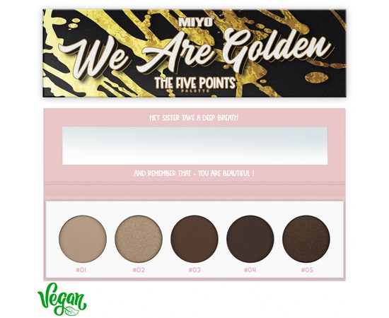 Изображение  Палетка теней для век Miyo Five Points Palette 01 We are Golden, 6.5 г, Объем (мл, г): 6.5, Цвет №: 01