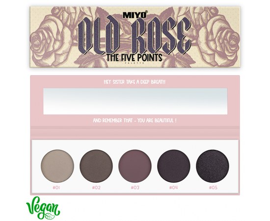 Зображення  Палетка тіней для повік Miyo Five Points Palette 03 Old Rose, 6.5 г, Об'єм (мл, г): 6.5, Варіант: 03