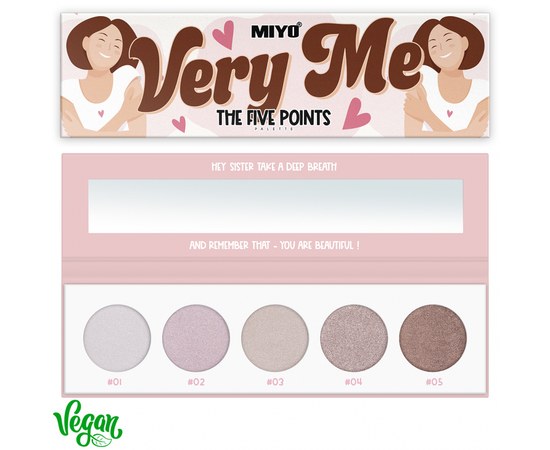 Зображення  Палетка тіней для повік Miyo Five Points Palette 08 Very me, 6.5 г, Об'єм (мл, г): 6.5, Варіант: 08