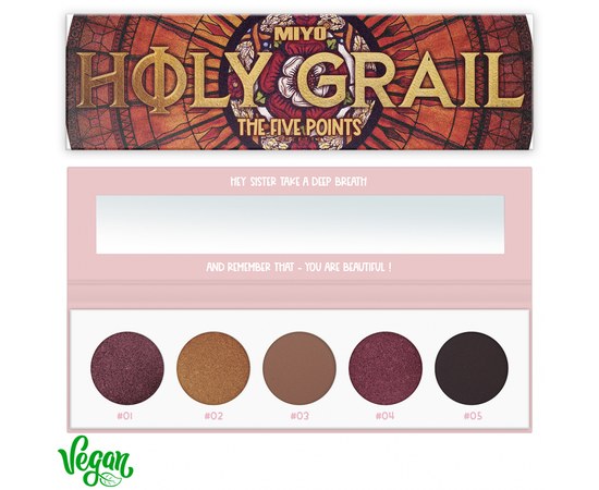 Зображення  Палетка тіней для повік Miyo Five Points Palette 16 Holy Grail, 6.5 г, Об'єм (мл, г): 6.5, Варіант: 16