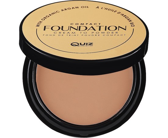 Зображення  Компактна крем-пудра для обличчя Quiz Cosmetics Compact Foundation Cream To Powder 03 з олією аргани, 10 г
