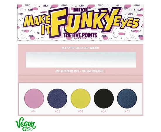 Зображення  Палетка тіней для повік Miyo Five Points Palette 26 Make It Funky Eyes, 6.5 г, Об'єм (мл, г): 6.5, Варіант: 26