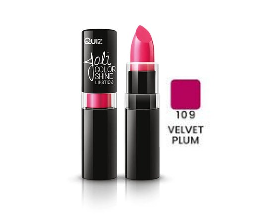 Изображение  Устойчивая помада для губ Quiz Cosmetics Joli Color Shine Long Lasting Lipstick 109 Velvet Plum, 4.2 г, Объем (мл, г): 4.2, Цвет №: 109