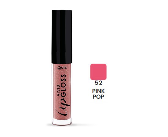 Зображення  Зволожувальний блиск для губ Quiz Cosmetics Vivid Full Brilliant Lipgloss 52 Pink Pop, 5 мл, Об'єм (мл, г): 5, Цвет №: 52
