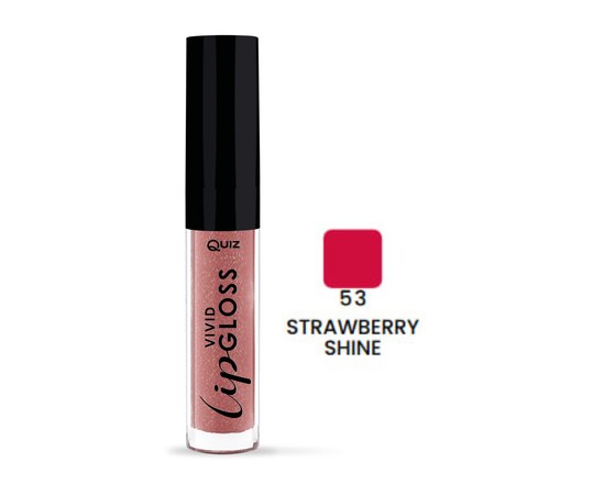 Зображення  Зволожувальний блиск для губ Quiz Cosmetics Vivid Full Brilliant Lipgloss 53 Strawberry Shine, 5 мл, Об'єм (мл, г): 5, Цвет №: 53