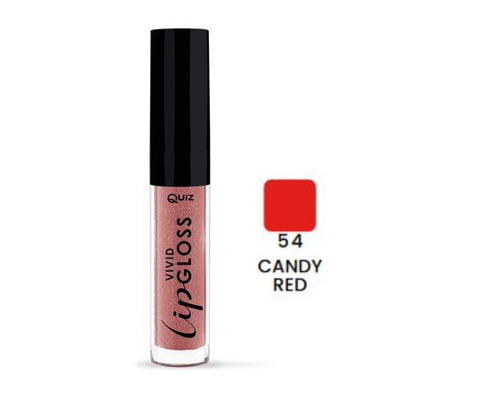 Изображение  Увлажняющий блеск для губ Quiz Cosmetics Vivid Full Brilliant Lipgloss 54 Candy Red, 5 мл, Объем (мл, г): 5, Цвет №: 54