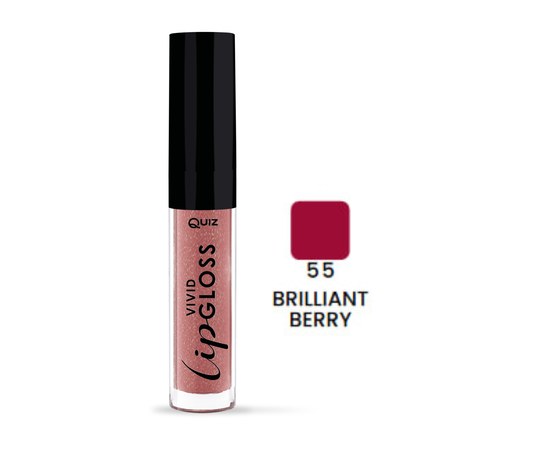 Изображение  Quiz Cosmetics Vivid Full Brilliant Lipgloss 55 Brilliant Berry, 5 ml, Volume (ml, g): 5, Color No.: 55