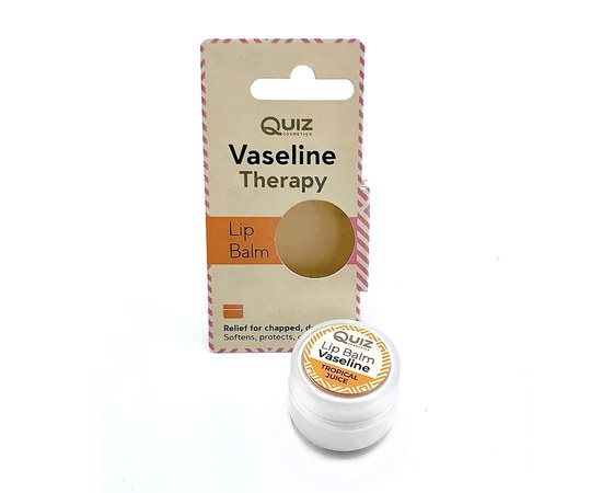 Зображення  Бальзам для губ з вазеліном Quiz Cosmetics Vaseline Lip Therapy "Тропічний сік", 10 мл