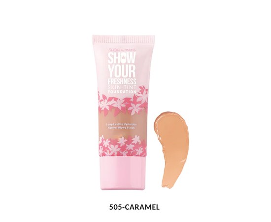 Зображення  Тональна основа для обличчя Pastel Show Your Freshness Skin Tint Foundation 505 Caramel, 30 мл, Об'єм (мл, г): 30, Цвет №: 505