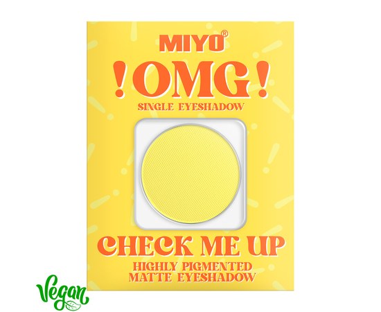 Зображення  Тіні для повік матові високопігментовані Miyo !OMG! Check Me Up Matte Eyeshadow 10 Sunflower, 1.3 г, Об'єм (мл, г): 1.3, Цвет №: 10