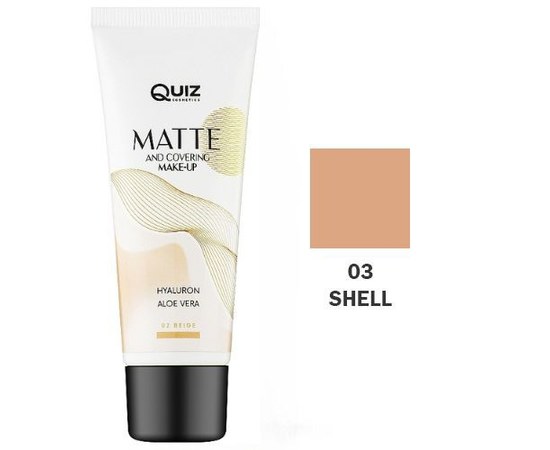 Изображение  Матирующая тональная основа для лица Quiz Cosmetics Matte and Covering Make-Up 03 Shell, 30 мл, Объем (мл, г): 30, Цвет №: 03
