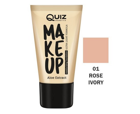 Изображение  Quiz Cosmetics Make Up With Aloe Extract 01 Rose Ivory, 30 ml, Volume (ml, g): 30, Color No.: 1
