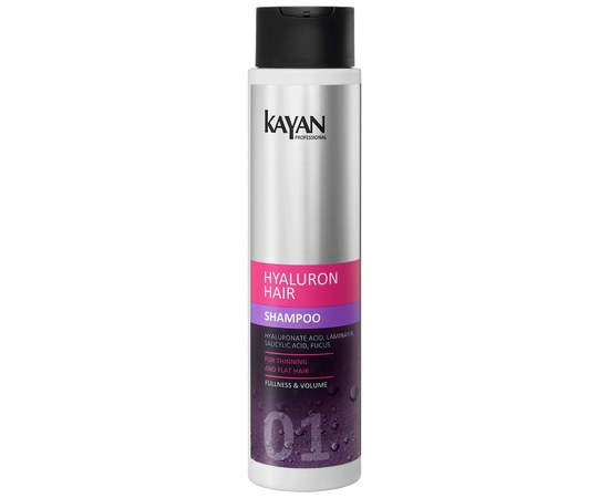 Изображение  Shampoo for thin and volumeless hair Kayan Professional Hyaluron Hair, 400 ml