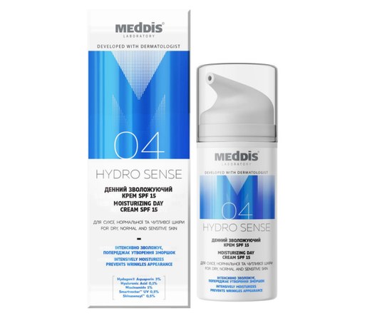 Зображення  Крем денний зволожуючий для обличчя Meddis Hydro Sense Moisturizing Day Cream SPF 15, 30 мл