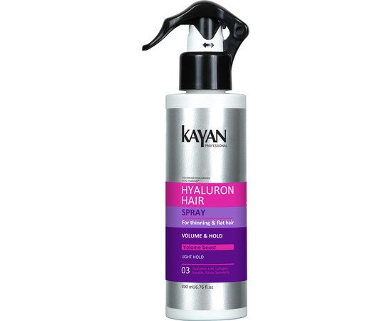 Зображення  Спрей для тонкого та позбавленого об'єму волосся Kayan Professional Hyaluron Hair, 200 мл