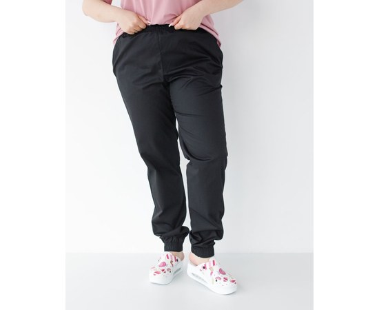 Изображение  Медицинские брюки женские джогеры черные р. 56, "БЕЛЫЙ ХАЛАТ" 484-321-758, Размер: 56, Цвет: черный