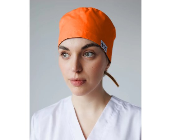 Изображение  Медицинская классическая шапочка на завязках оранжевая, "БЕЛЫЙ ХАЛАТ" 483-498-704, Цвет: оранжевый