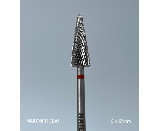 Изображение  Фреза алмазная Nails of the Day конус красная диаметр 6 мм / рабочая часть 17 мм