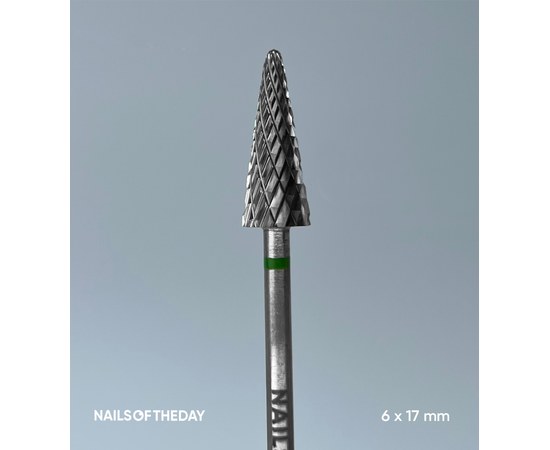 Изображение  Фреза алмазная Nails of the Day конус зеленая диаметр 6 мм / рабочая часть 16 мм