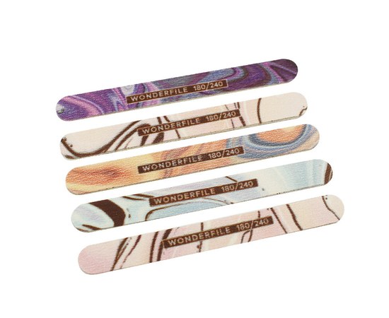 Изображение  Nail file on a wooden base with Wonderfile print (130x15 mm 180/240 grit 50 pcs)