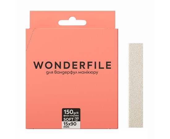 Изображение  Файл-полоска на пене Wonderfile in white (90х15 мм 150 грит 50 шт) - для пилки 130х15 мм