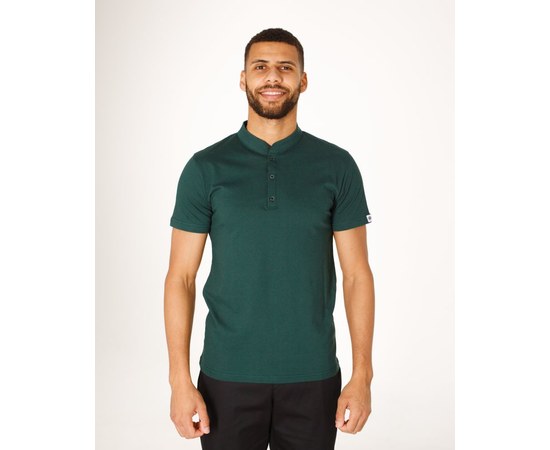Изображение  Medical polo shirt with stand-up collar for men dark turquoise s. 3XL, "WHITE COAT" 148-437-821, Size: 3XL, Color: dark turquoise