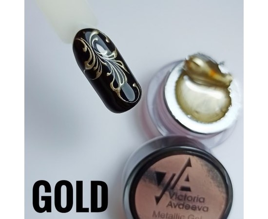 Зображення  Гель-фарба Victoria Avdeeva Metallik Painting Gel Gold золото, 8 г , Об'єм (мл, г): 8, Колір: Золотистый