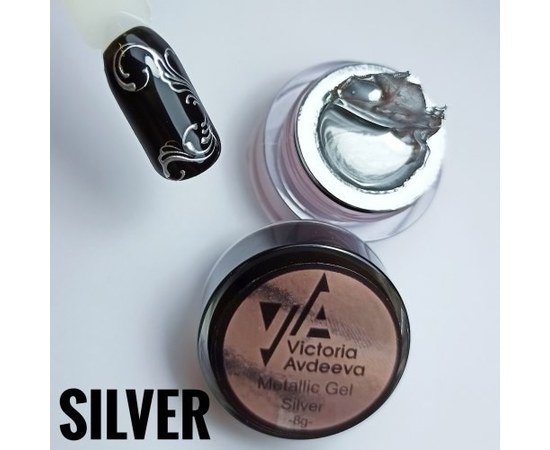 Изображение  Victoria Avdeeva Metallik Painting Gel Silver, 8 g, Volume (ml, g): 8, Color: Silver