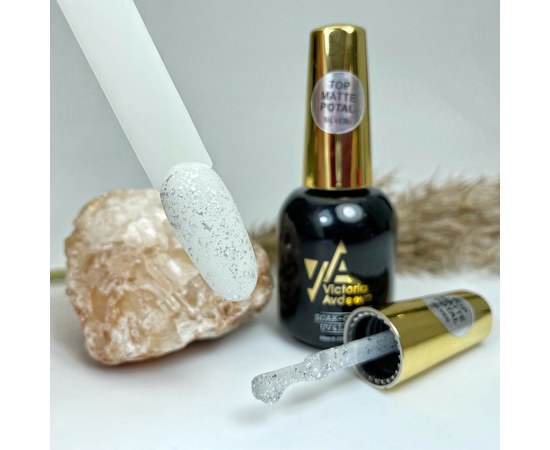 Изображение  Top for gel polish matte with gold leaf Victoria Avdeeva Top Potal Silver, 10 ml